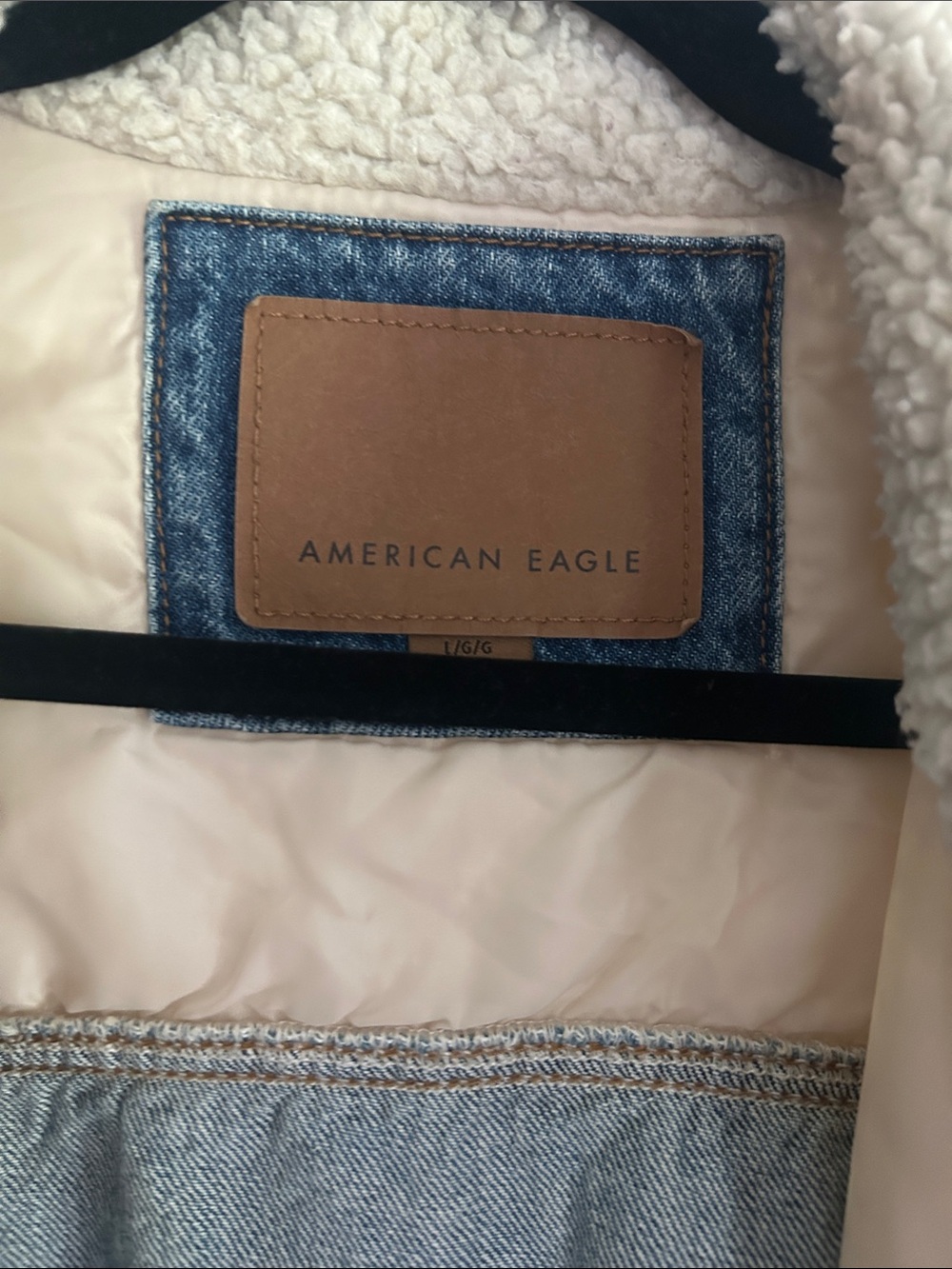 American Eagle Outfitters Blue Denim & Cream Sherpa Jean Jacket - Picture 2 of 5
